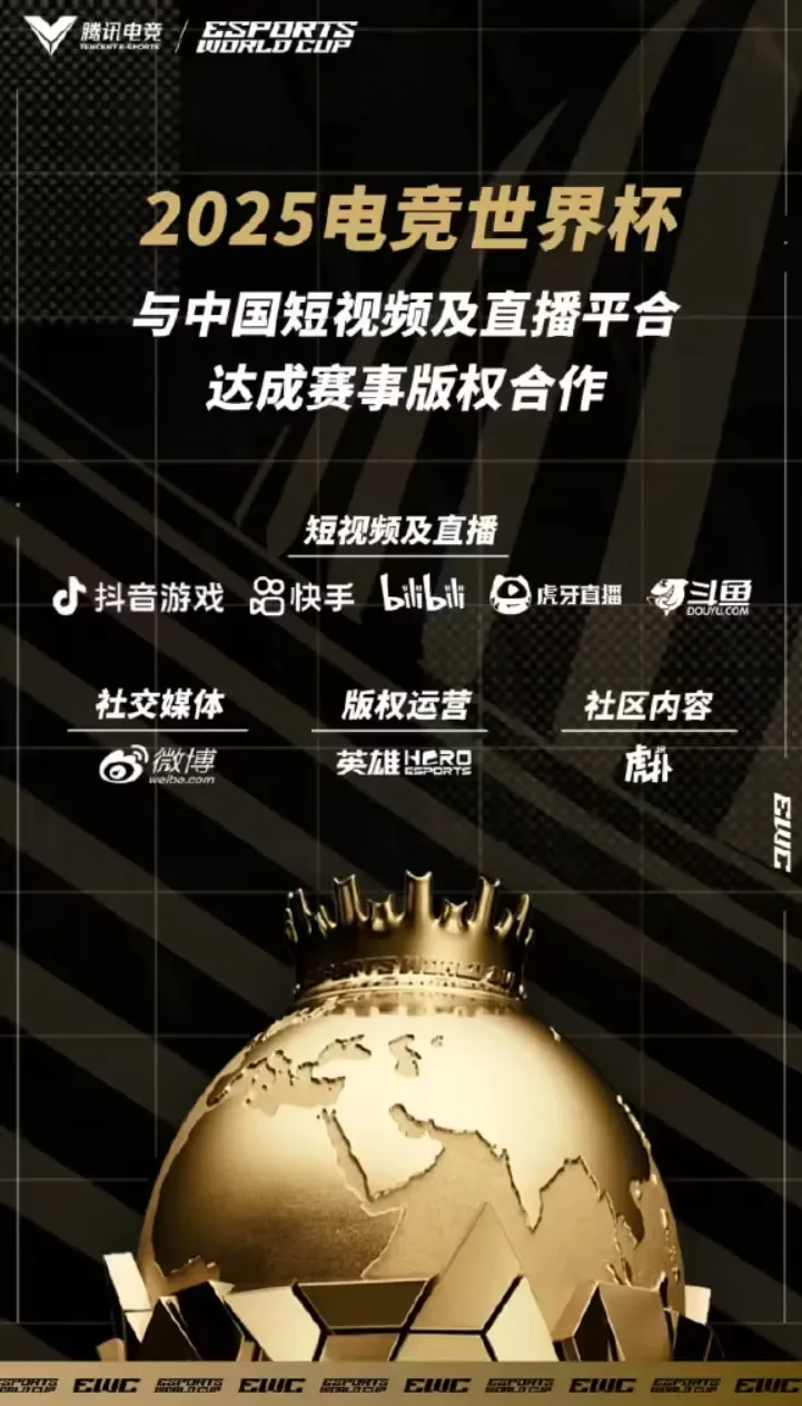 2025年电竞世界杯日前官宣与国内七大数字平台达成战略合作